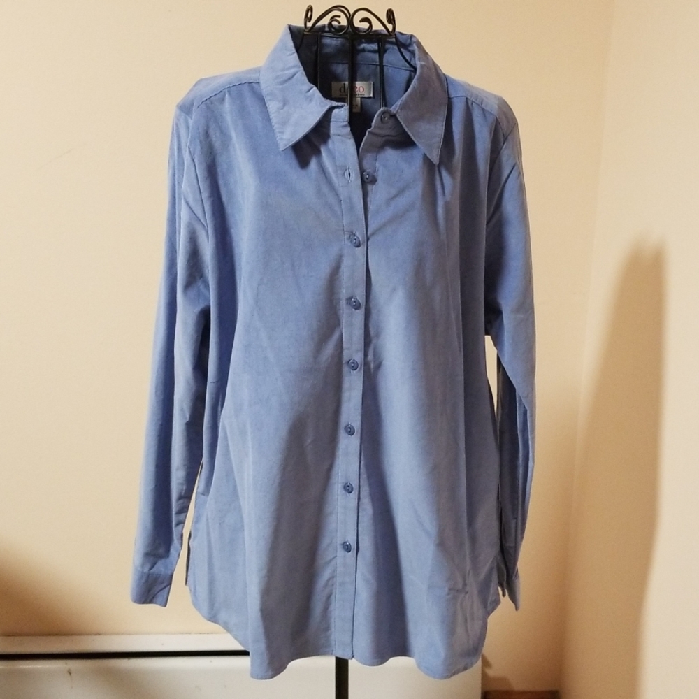 Denim & Co Corduroy button dow shirt size L A204000
